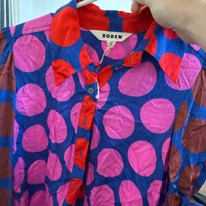 Boden Red and Pink Polka Dot Shirt
